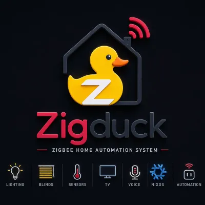 zigduck logo, a yellow duck inside a house outline