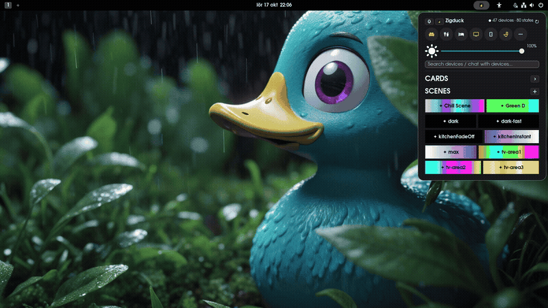 The zigduck GNOME Shell extension